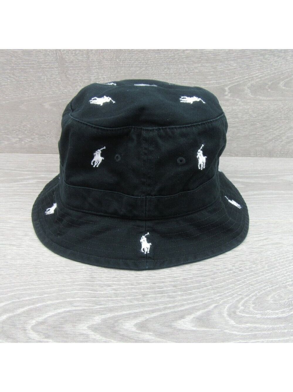 Polo Ralph Lauren Embroidered Pony Bucket Hat Adult Size S/M Black White NEW - Picture 5 of 10